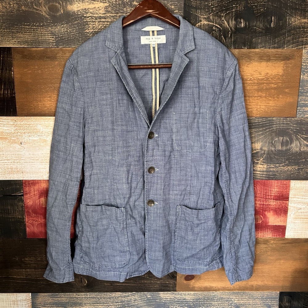 Rag Bone Sport Coat Men’s Jacket Formal Blazer Cotton Light Blue Men’s 40